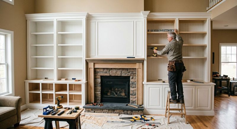 Built In Bookcase Installation in Woodbridge, VA
